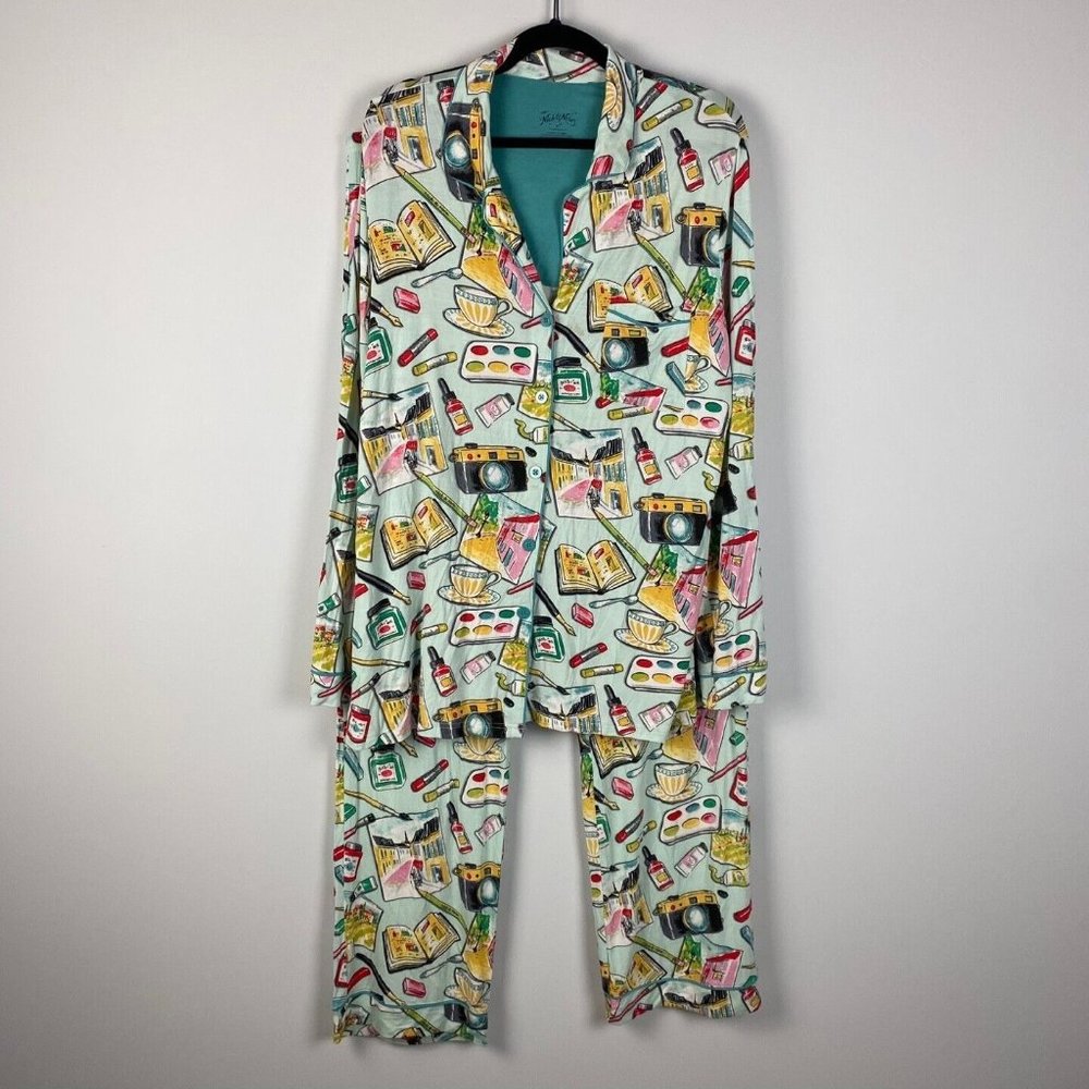 NICK & NORA Modal Blend Art Travel Photography Artist Print Pajama Set Size XL